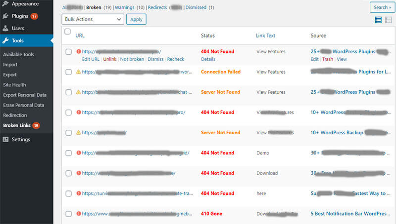 broken link checker plugin