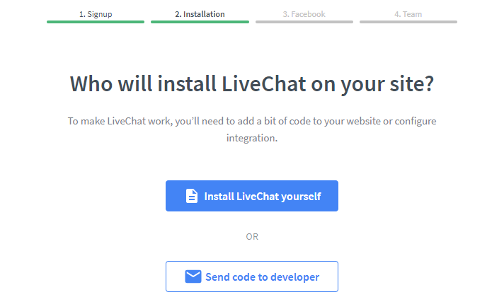 livechat signup create an account