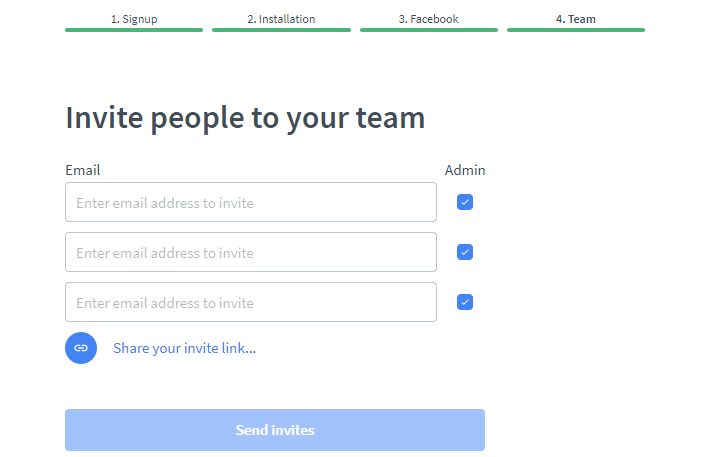 livechat signup onboard team
