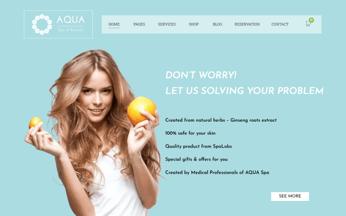 aqua spa beauty wordpress theme