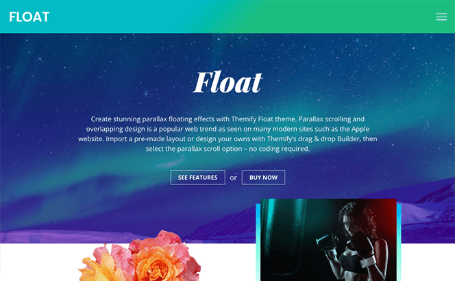 le themify float parallax et flottant wordpress thème