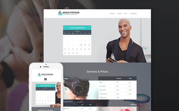 Adam Stefano - Hair & Makeup Professional WordPress Theme