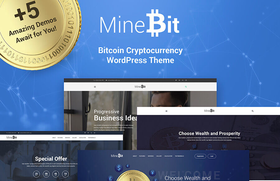 MineBit - Bitcoin Cryptocurrency WordPress Theme