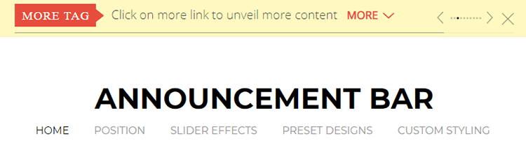 Announcement Bar Slider and Pager