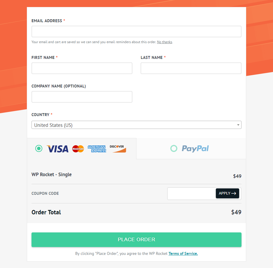 WP Rocket Checkout Billing wp rocket checkout page