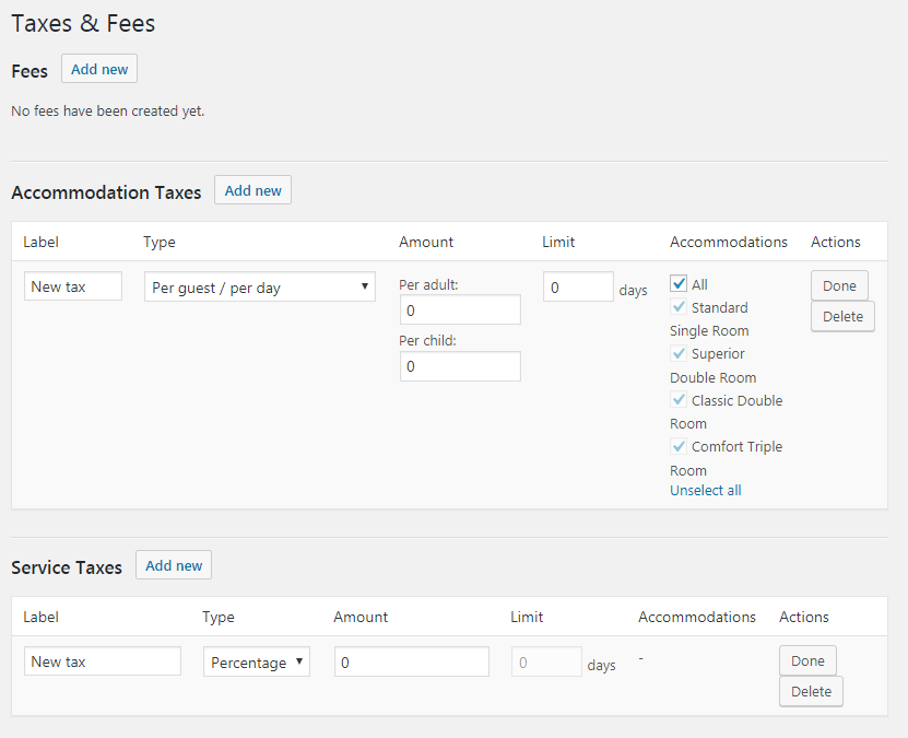 Taxes and Fees