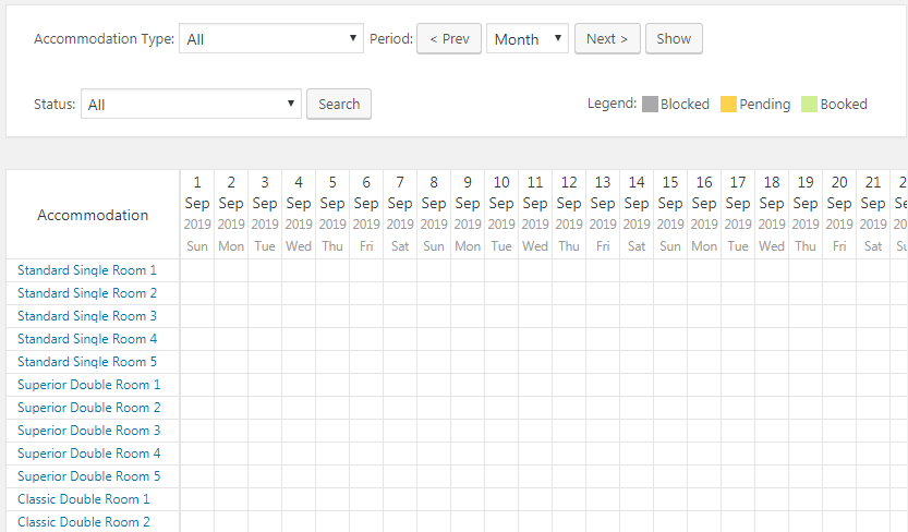 Reservation Calendar