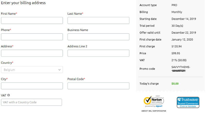 SEMrush Singup Process Billing semrush account signup billing info