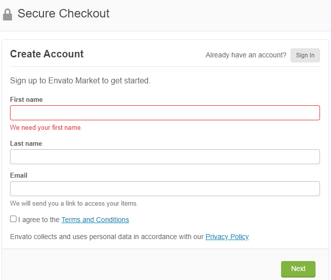 Fill in the Details for Checkout