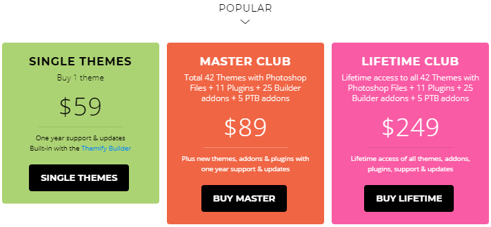Themify Memberhsip Plans and Pricing themify pricing
