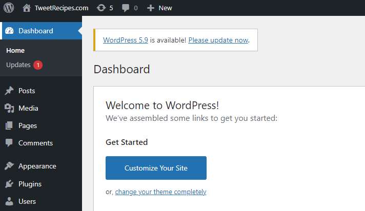 wordpress updates (notifications)
